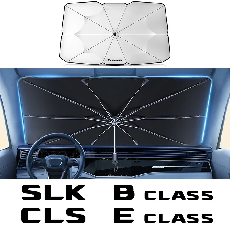 

Car Windshield Sun Shade Blocks, UV Ray Reflector Umbrella, For Mercedes Benz A-CLASS B-CLASS CLA CLS E-CLASS S-CLASS SL SLC SLK