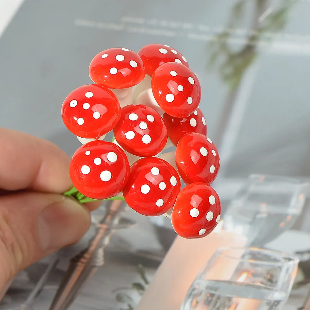 10/50/100Pcs 1.5cm Mini Foam Mushroom Fungus Artificial Plant Flower Kids Painted DIY Craft Home Party Wreath Holiday Decoration