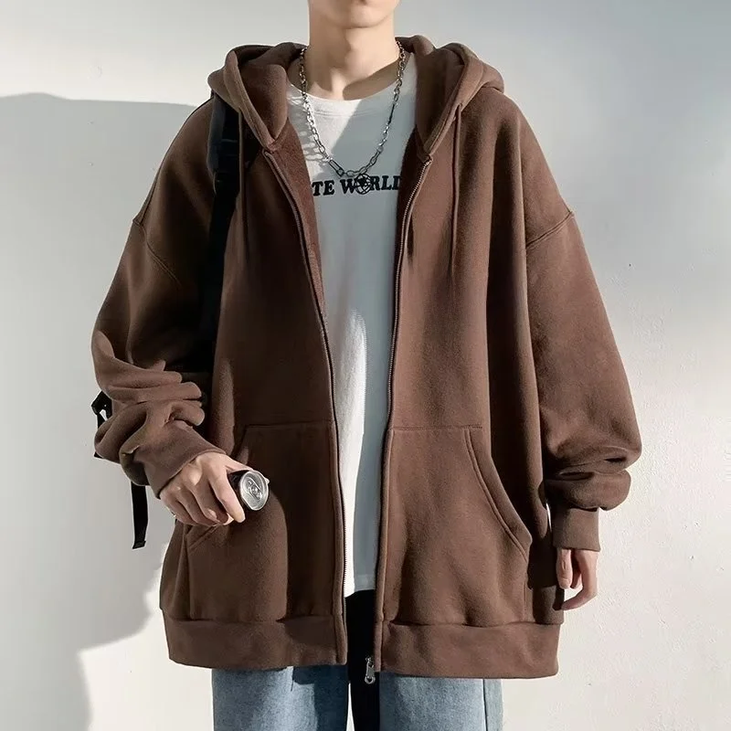 سترة رجالية من American Sle Jaet ربيع الخريف فضفاضة تناسب سحاب مفتوح سترة قابلة للتنفس من البوليستر لباس غير رسمي #5