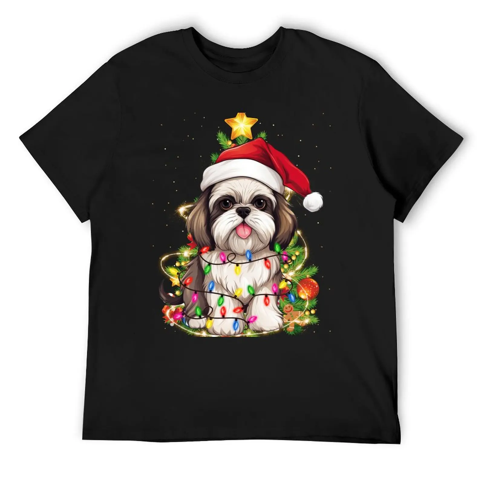 

Funny Shih Tzu Christmas Tree Lights T-Shirt funny meme t-shirts hippie clothes mens t shirt graphic