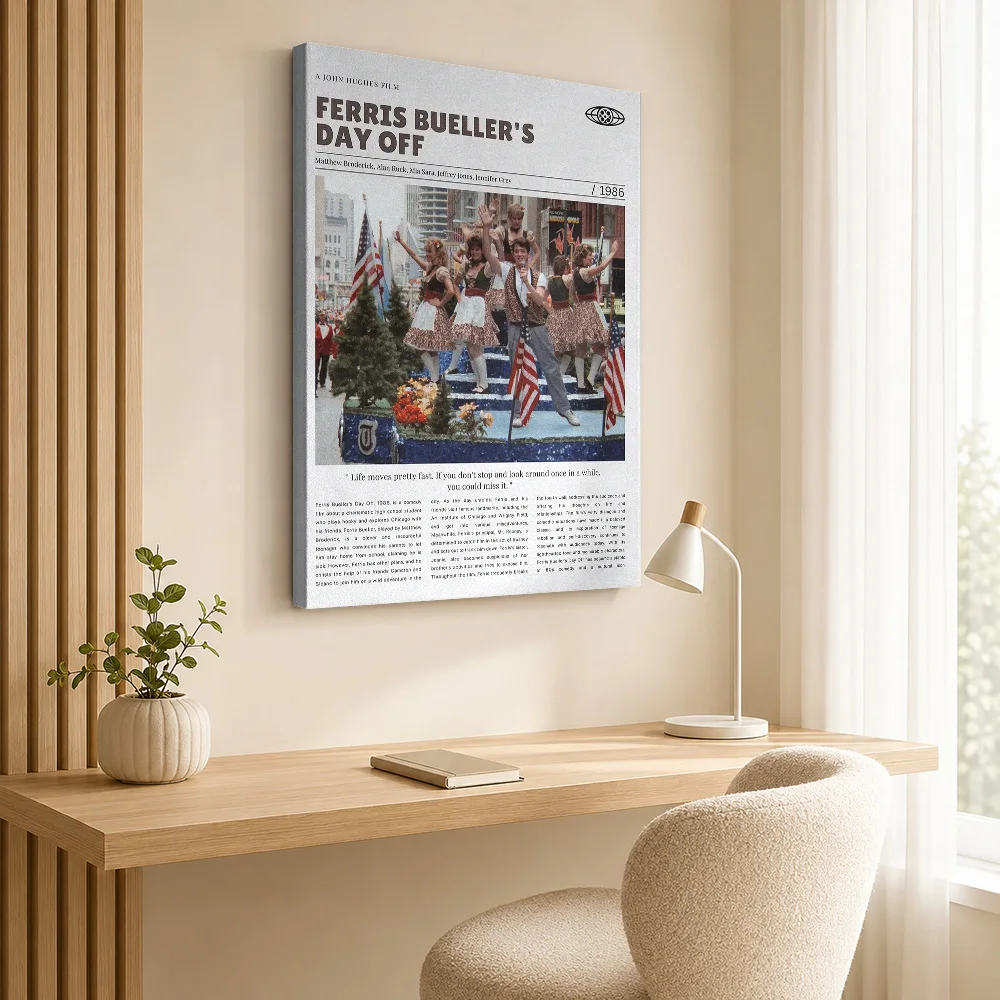 Ferris Bueller's Day Off Movie Canvas Print Poster Customized Vintage Movie Wall Paintings Decoration for Home Theater Bedroom