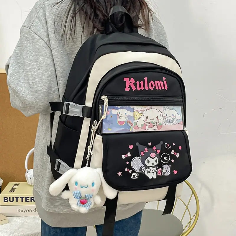 Sanrioed Cinnamoroll Kuromi My Melody Pom Pom Purin Anime Backpack Cute Schoolbags Cartoon Shoulder Bag Birthday Gift for Friend