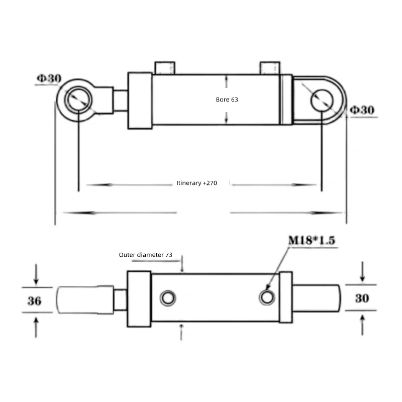 5 ton hydraulic cylinder hydraulic cylinder two-way lift small heavy-duty oil top hydraulic station diesel splitting machine