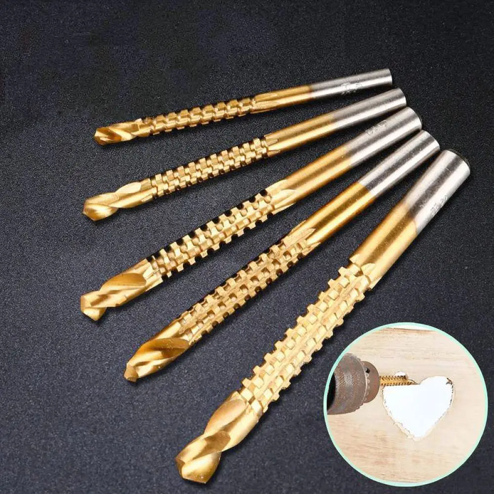 Sawtooth Drill Bit Set Titanium Coated Hole Cutter For Woodworking Carpentry Craftsmanship Drilling Tool