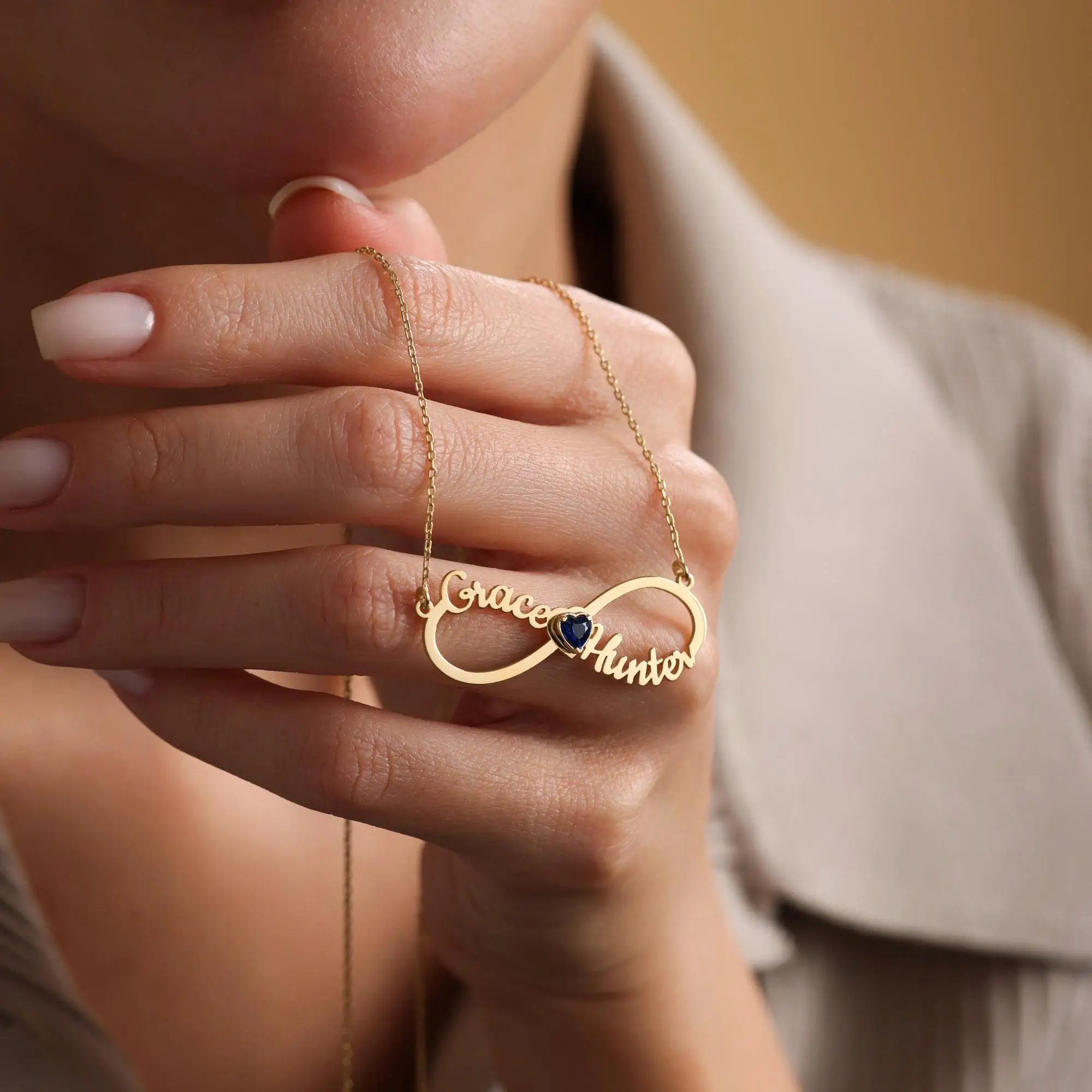 

Ожерелья с инкрустацией сердцем и именем бесконечности для женщин, ожерелье из нержавеющей стали, подвеска с камнем по индивидуальному заказу, ювелирные изделия, подарок на день рождения