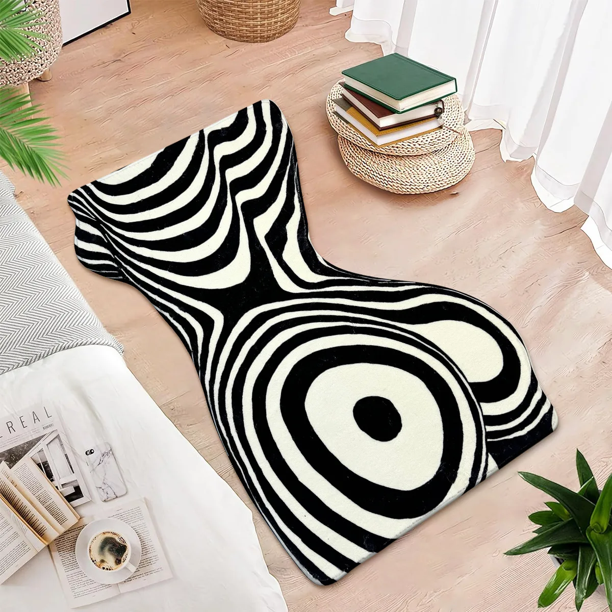 VIKAMA Zebra Print Sexy Body Art Faux Cashmere Soft And Cozy Carpet Entryway Entryway Floor Mat Bedroom Doorway Bedside Blanket