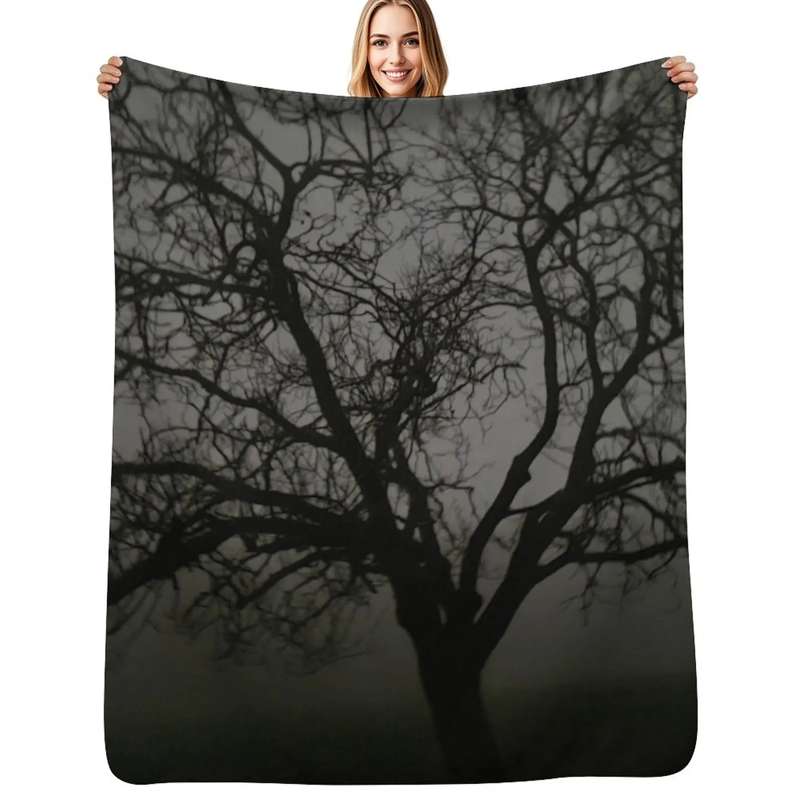 

Creepy Dark Deserted Forest Throw Blanket heavy to sleep Flannel christmas decoration warm winter Blankets