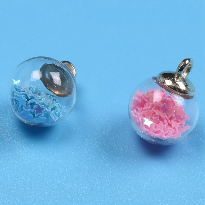 100PCS Glass Ball Pendant Charms 10 Colors Stars Earring Pendants Jewellery Making For DIY Necklace Bracelet Making image 4