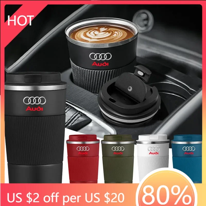 

2025 Hot new Car Vacuum Flasks Coffee Cup Travel Portable Insulated Bottles For Audi A5 A3 A4 A6 A7 A8 Q2 Q7 Q3 Q5 Q8 B5 B6 B7 B
