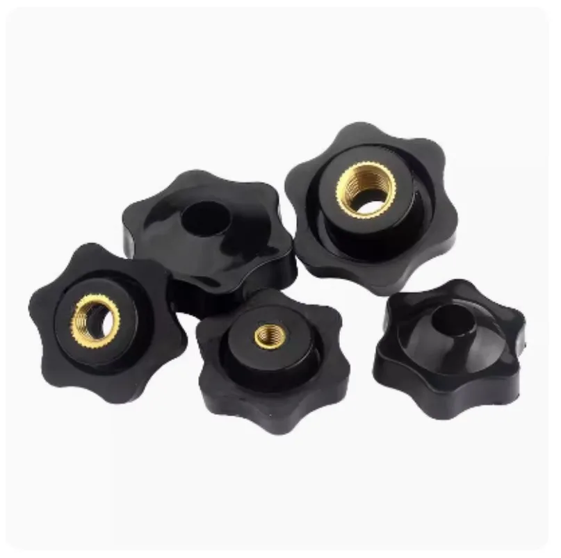 

M4 M5 M6M8 Plum Hand Tighten Nuts Handle Thread Star Mechanical Knob Thumb Clamping Blind Though Black Manual