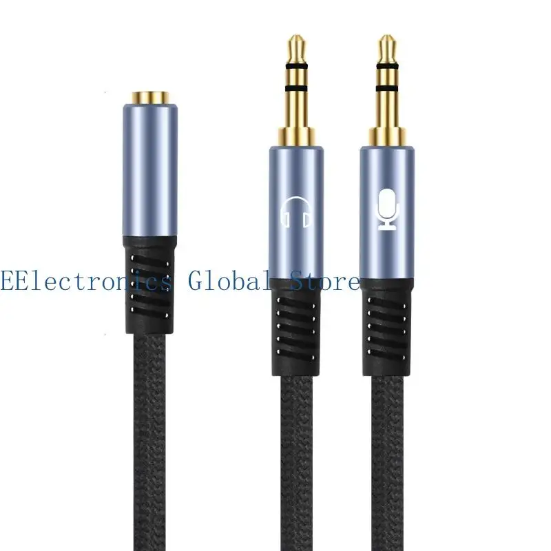 462B 3.5Mm Headsets Microphones Splitter Cable, Female to Double Male Sound Adapter for PC and Laptop Calls, Gaming and Classes