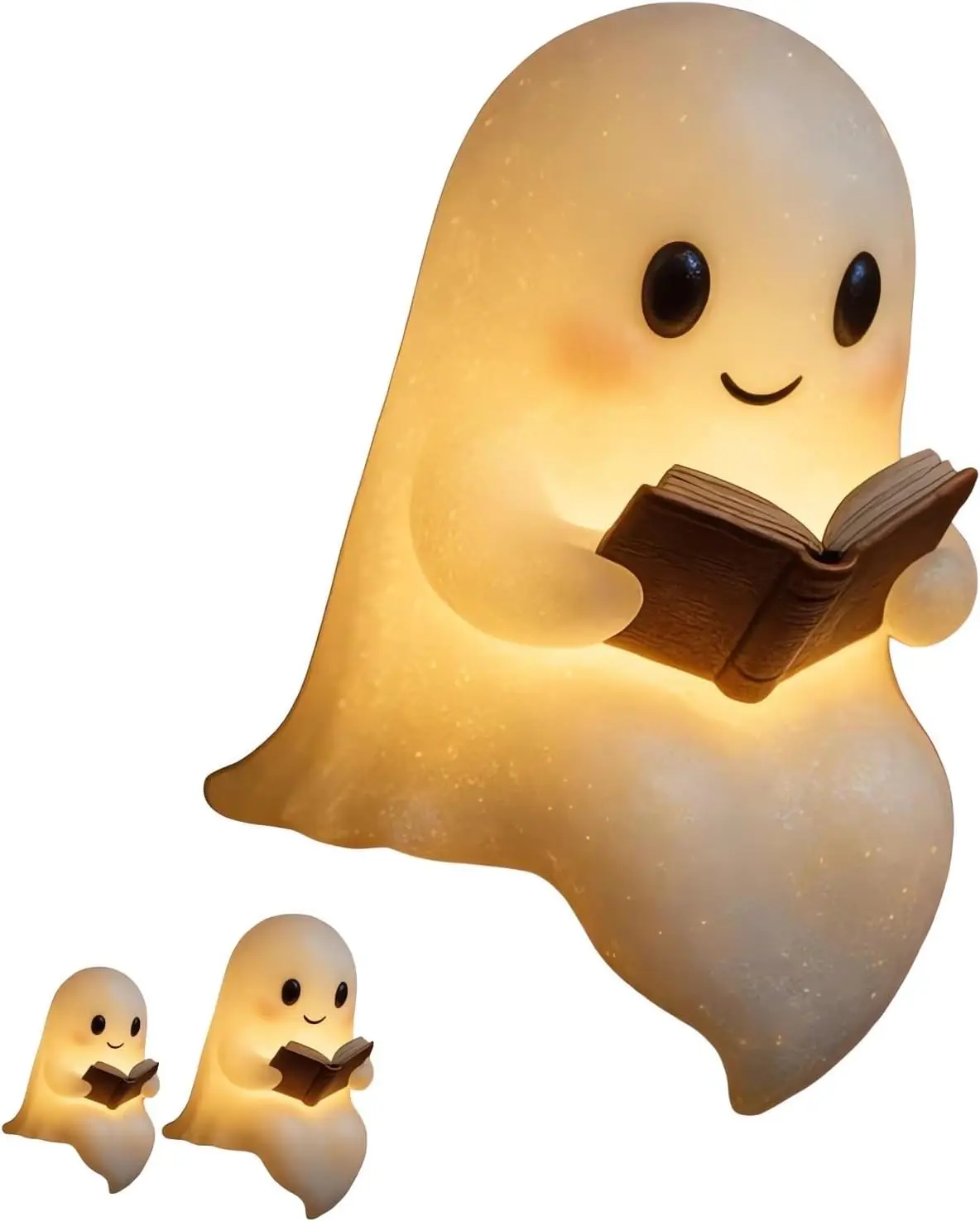 

Cute Ghost Reading Book Lamp, 3D LED Ghost Night Light for Halloween Decor, Ghost Figurine for Bedroom, Study Room & Office