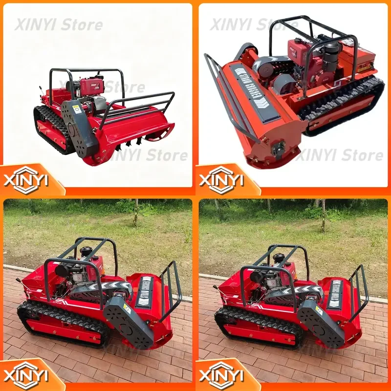 Remote-Controlled Trimmer Mower for Tracked Mulcher Multi-Function Gas-Powered Mower for Hilly and Low-Lying Areas Customized