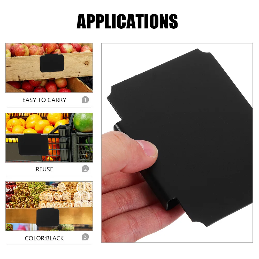 8Pcs Clip on Label Holders for Storage Bins Erasable Black Chalkboard Tags Bin Labels Clip on for Kitchen Pantry Laundry Room