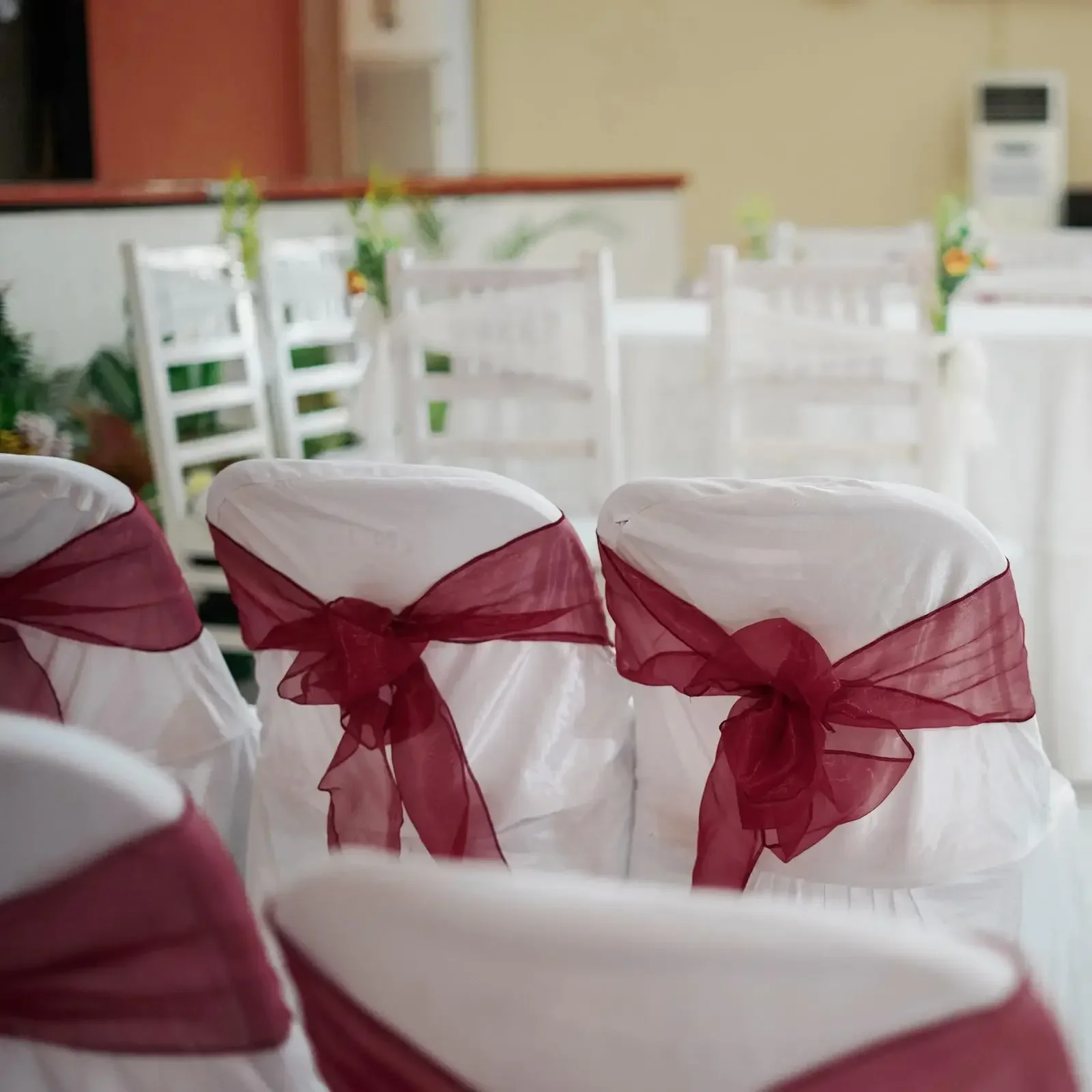 10/50/100PCS 17x275cm Organza Wedding Knot Bands Chair Sashes Party Banquet Event Arrangement  Chair Bows Decoration