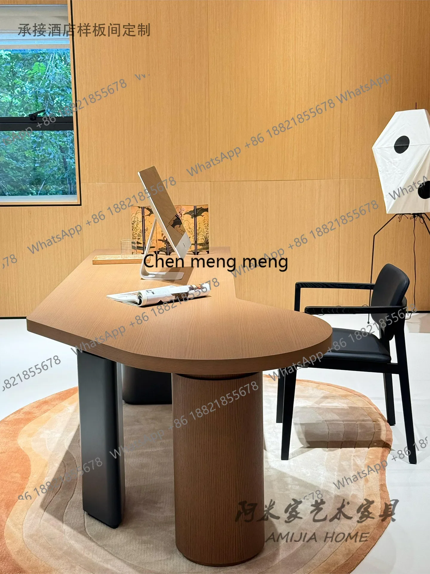 CC182 Italian minimalist solid wood special-shaped desk study boss computer desk new light luxury curved desk