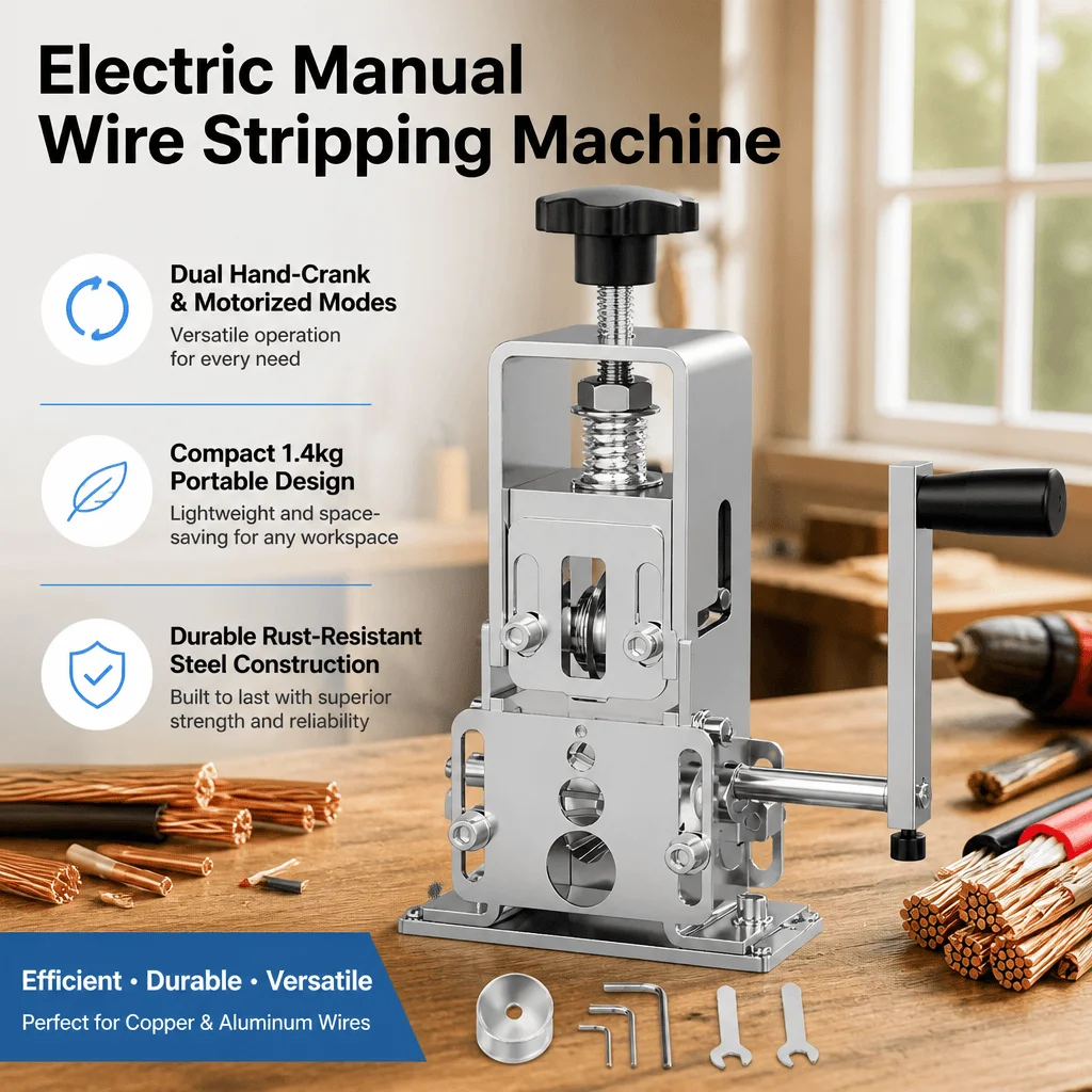 Wire Stripping Machine Cable Stripper Copper Wire Peeler Portable Dual Mode Electric Manual Tool For Scrap Metal Recycling DIY