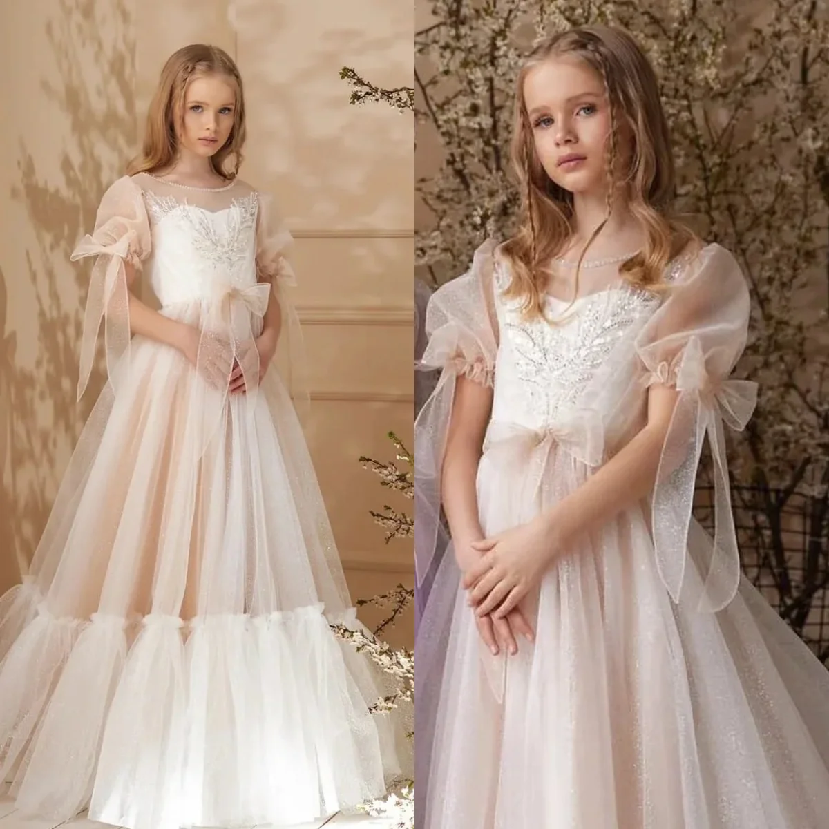 Customized Flower Girl Dress for Wedding Princess Kids Children's Baby First Communion Dress Princess Birthday Party Dress