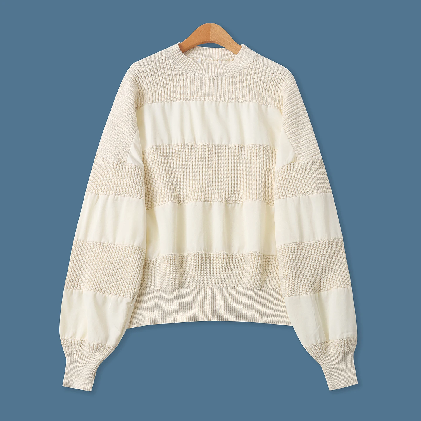 

Полосатый лоскутный свитер большого размера Long Sve Overhead ex, осенний новый круглый свитер Ne, женский и мужской удобный трикотаж