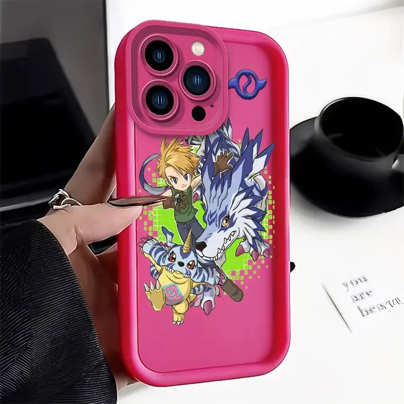 Anime D-Digital Monster Digimon Silicone Phone Case for iPhone 14 15 Pro Max 13 12 11 X XS XR 7 8 Plus SE 2020 Shockproof Cover