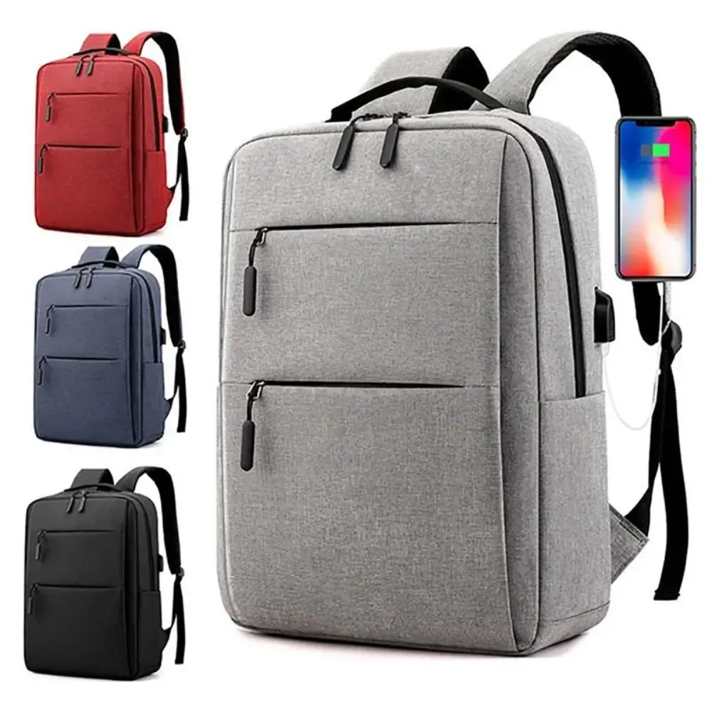 Trendy Nylon Polyester Versatile Backpack Black Grey Blue Red 42*30*12cm School Student Backpack Washable Computer Bag Unisex