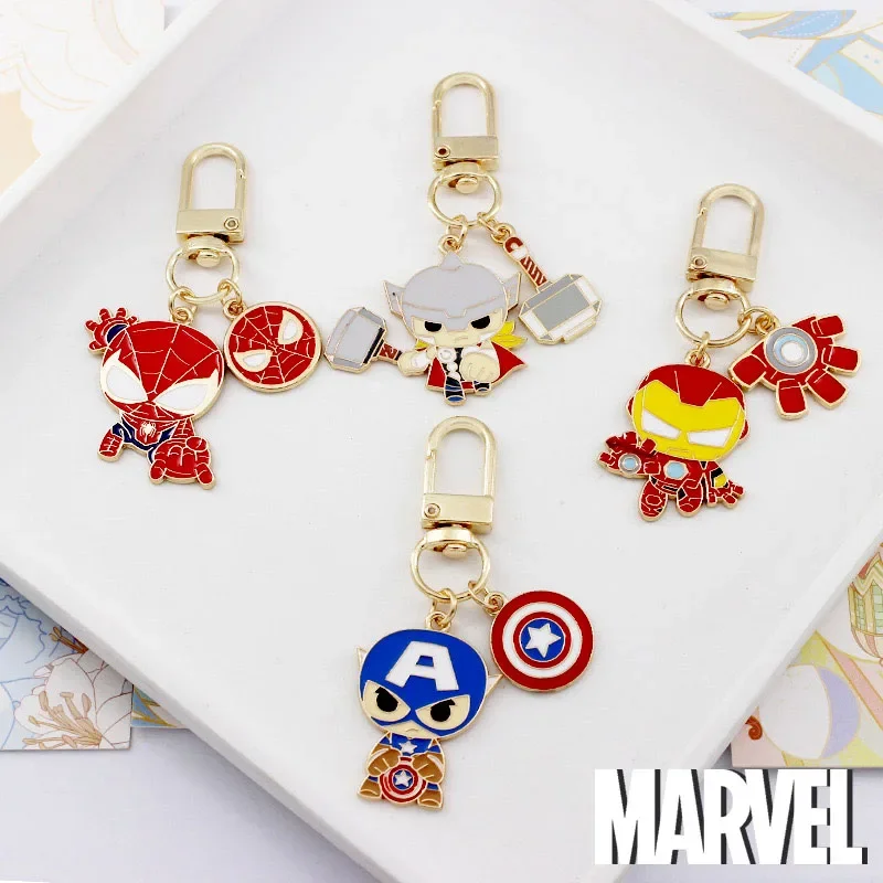 Marvel Superhero Keychain Avengers Spider Man Iron Man Cute Keychain Car Keychain Couple Bag Keyring Pendant Birthday Gifts