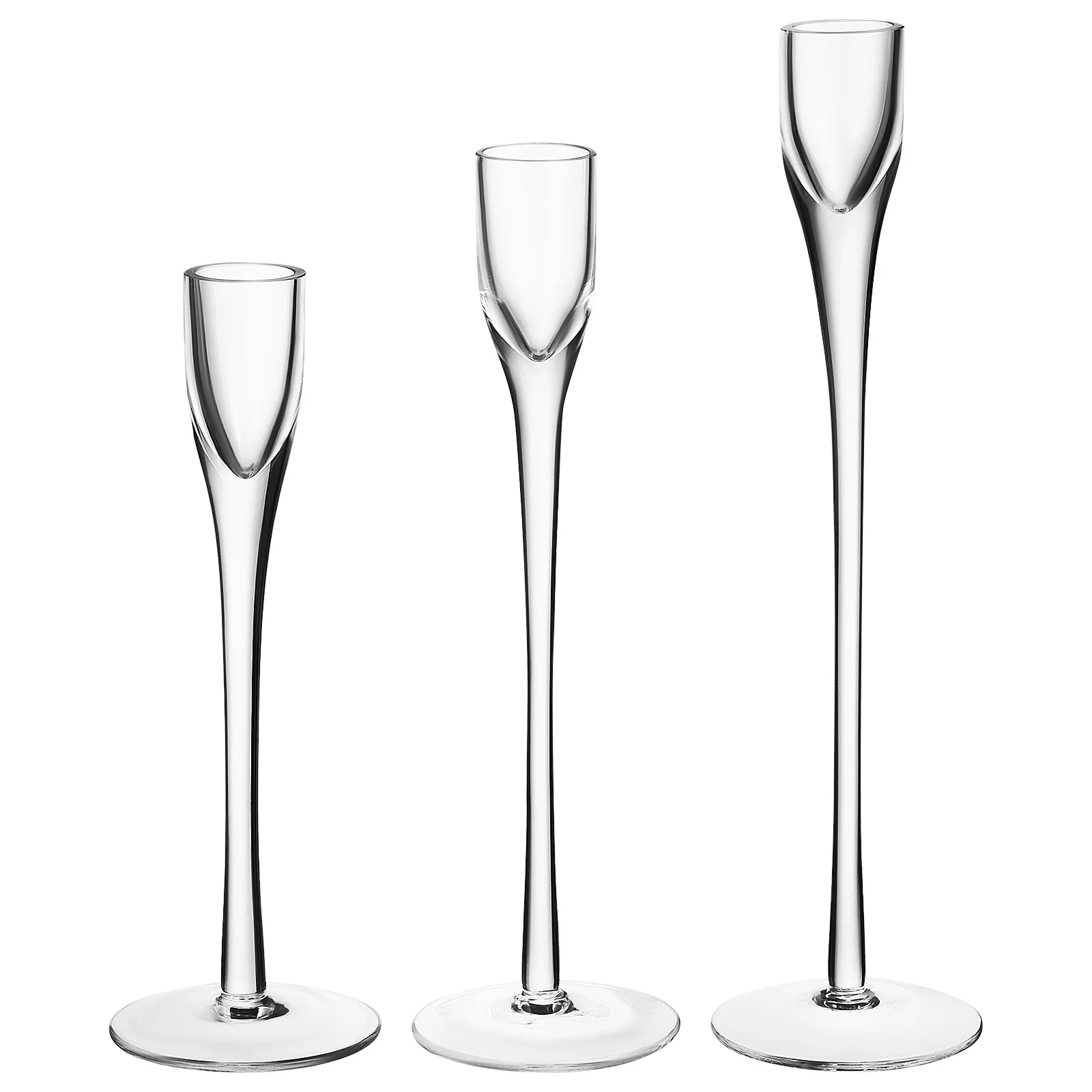 3 قطعة أصحاب الزجاج واضح سليم طويل القامة الجذعية الزفاف الجدول محور الزجاج حامل الشمعدان ديكور رومانسي