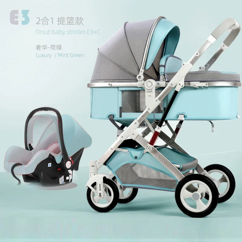 High Landscape Baby Strollers Lightweight Foldable  One Click Collection Shock Absorption Wholesale Newborn Baby Strollers