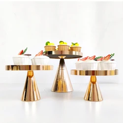 1Pcs Gold Cake Stand Round Cake Stand Mirror Dessert Table Display Set for Wedding Event Birthday Party Dessert Table