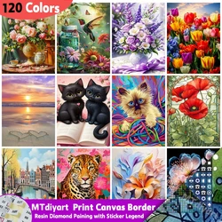 Animal Cat Diamond Painting 120 Colors With Sticker Legend Print Canvas Border Flower Poppy Wall Art Home Decor Unique Gift