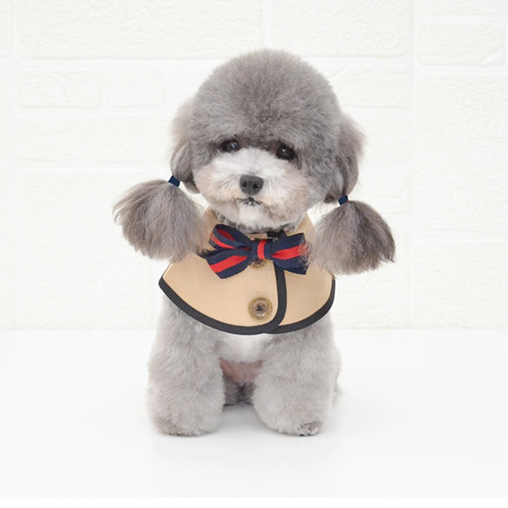 

Dog Shawl Saliva Towel Comfortable Khaki Pet Supplies Cape Collar Cute Bowknot Durable Practical Novel Decoration For Party