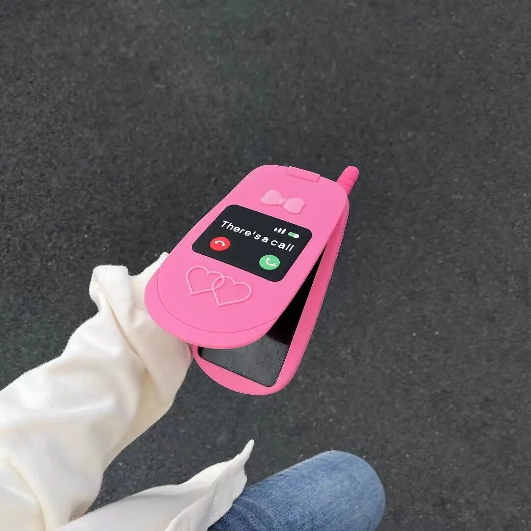 Niedliche 3D Hot Pink Schleife Handyhülle mit Klappspiegel aus Silikon für iPhone 17 16 15 14 13 12 Pro Max 11 Stoßfeste Schutzhülle Geschenke – Detail 7