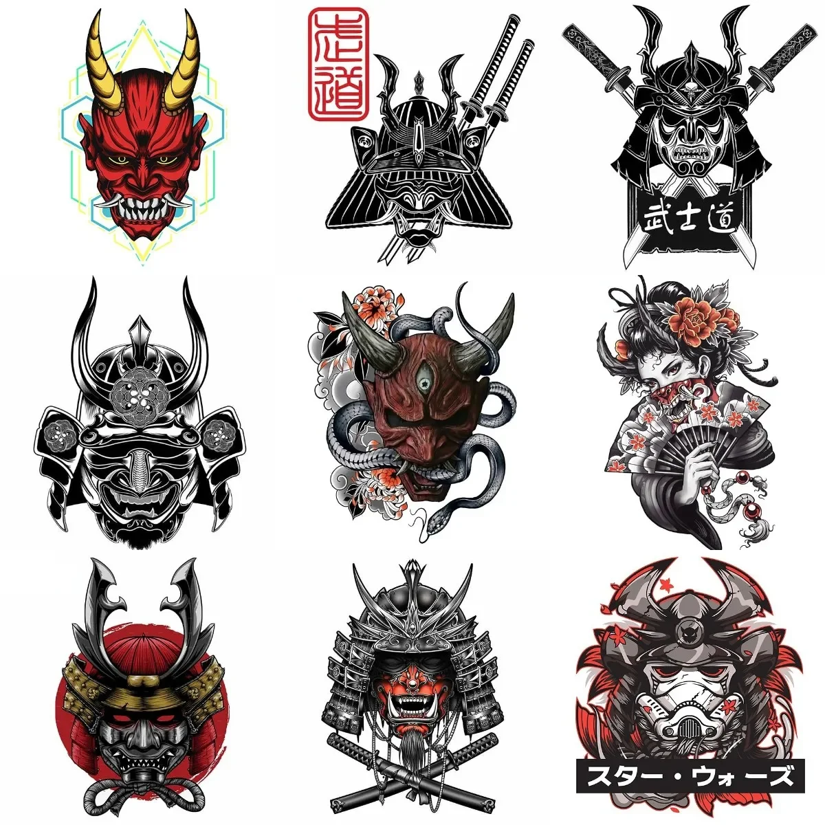 

Japanese Ghost Samurai Mask Warrior Stickers for Decorate Motorcycle Truck Laptop Car Window Bicycle Wall Fridge Table Helmet