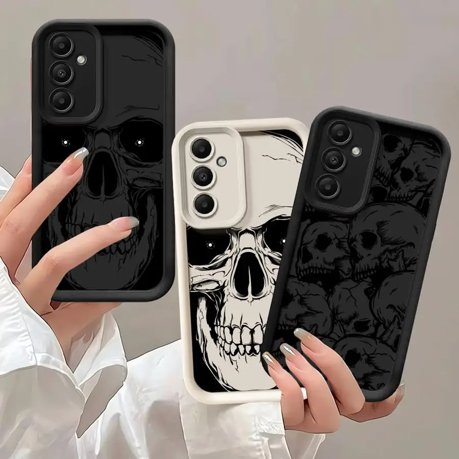 

Phone Case for Samsung Galaxy A54 A24 A53 A16 A52s A22 A52 A73 A51 A13 A35 A34 A55 ShockProof Cover Four Spooky Skull Patterns