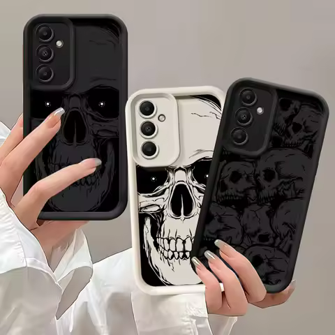 Phone Case for Samsung Galaxy A54 A24 A53 A16 A52s A22 A52 A73 A51 A13 A35 A34 A55 ShockProof Cover Four Spooky Skull Patterns