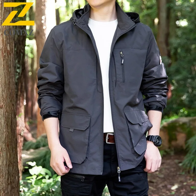 

2025 Men's Jacket Outdoor Windproof Fleece Lined Multi Pocket Warm Coat for Hiking Sports Adventure Workwear Casual Winter Coat