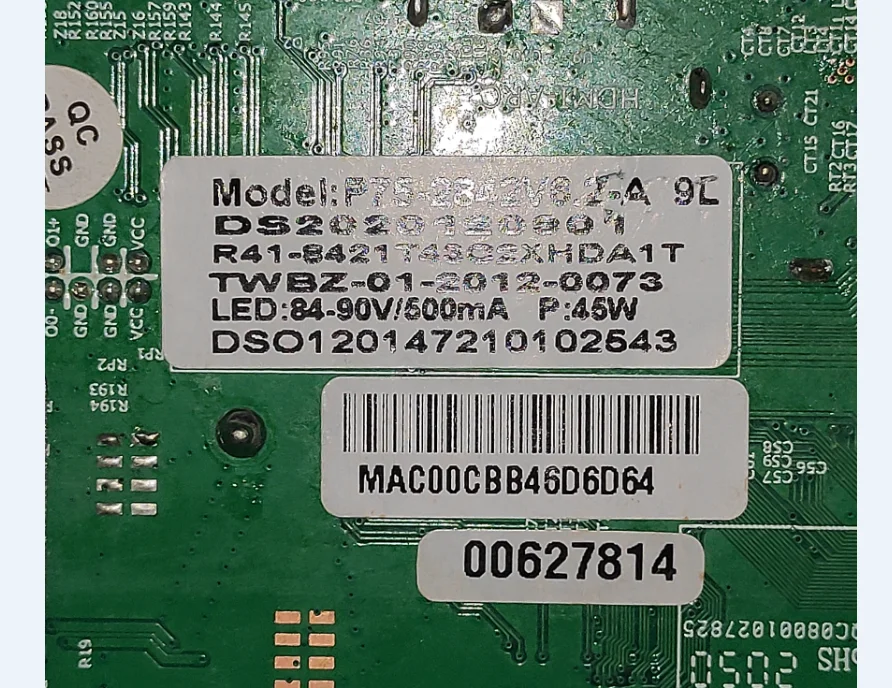 Imagem -03 - Três em Uma tv Motherboard 80-94v 500ma Funcionando Bem P752842v6.2