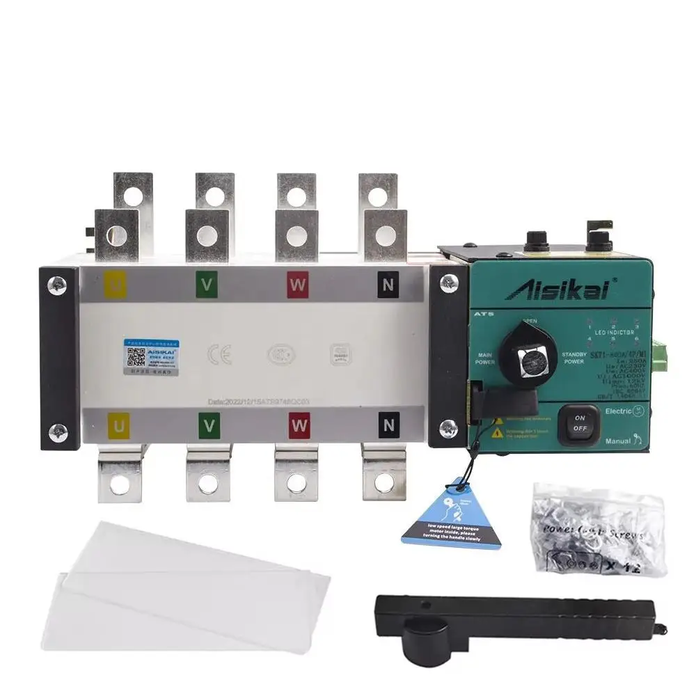 Aisikai 4P ATS 800A/1000A Automatic Transfer Switch 1250A Circuit Breaker AC220V IP65 CE/RoHS OEM Fast Ship