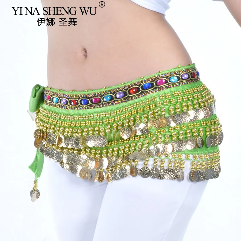 Taniec brzucha talia kobiety wysokiej klasy łańcuszek 228 monet chusta na biodra taniec brzucha praktyka treningowa wydajność akcesoria kostiumowe pas