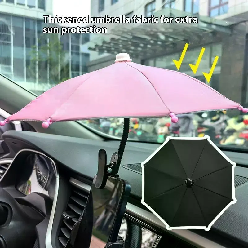 1pcs Metal Hose Can Bending Cell Phone Umbrella Holder With Clip For Sun Shade Cell Phone Sun Protection Shelter From Rain