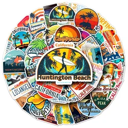 10/50pcs USA California Beach Surfing Stickers Summer Tropical Surf Decals Waterproof DIY Surfboard Bike Car Skateboard Sticker