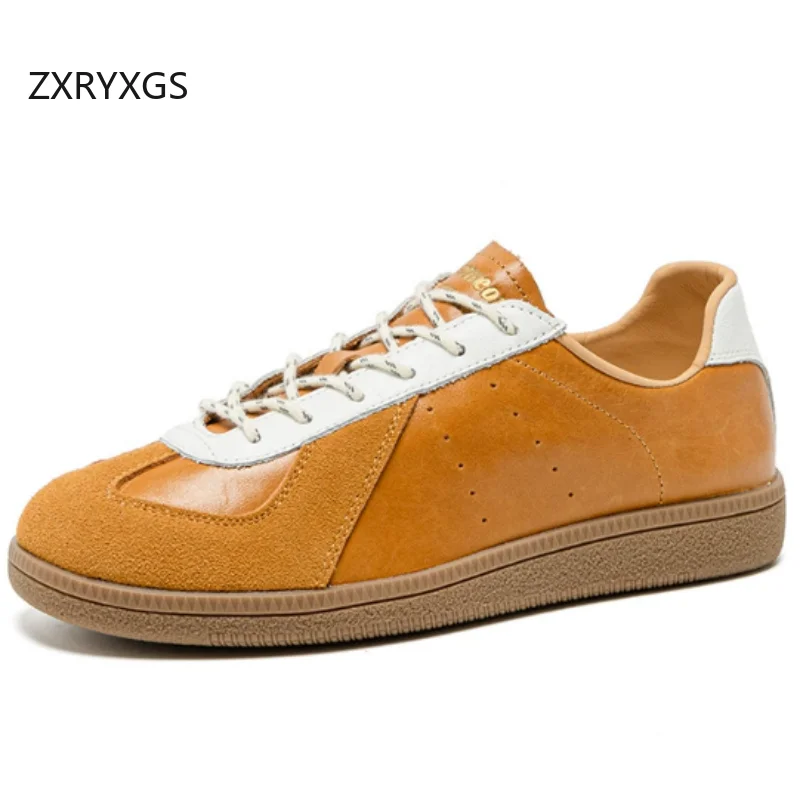 ZXRYXGS 2026 New Spell Colors Top Cowhide Real Leather Sneakers Fashion Casual Shoes Flat Heel Soft Sole Women Trend Sneakers