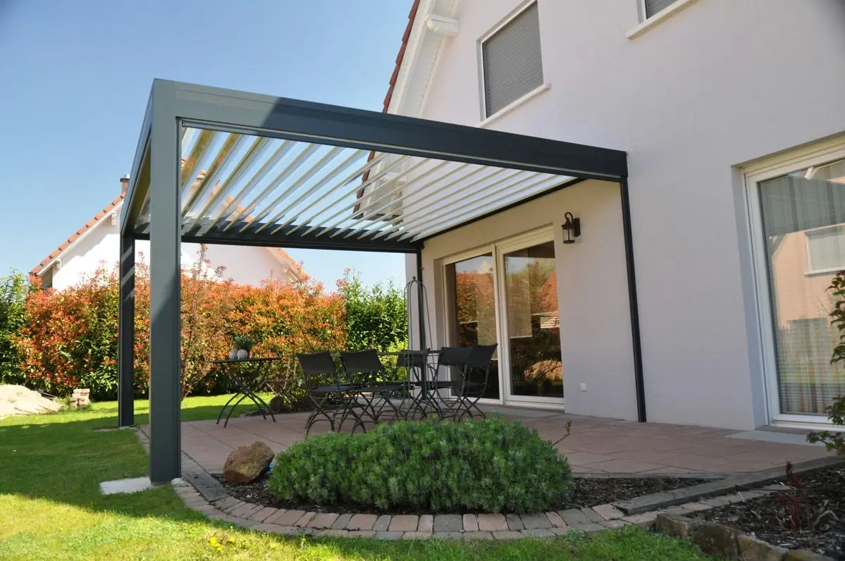Outdoor Pergolas with Motorized Blades Roof Louver Pergola Waterproof Aluminum Gazebo Eco-Friendly Aluminum Pavilion for Garden