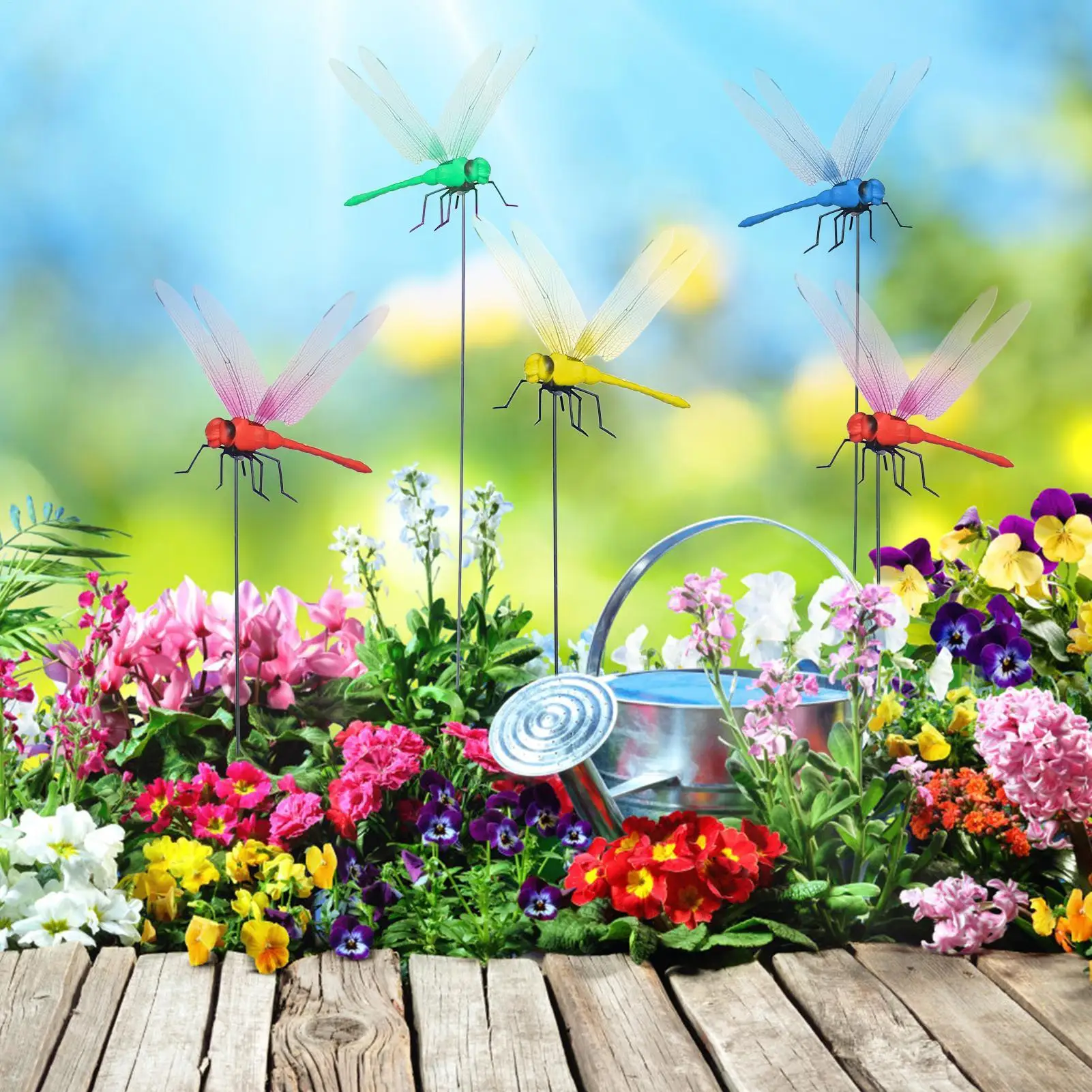 Clip On Dragonfly 12 Pieces Artificial Clamp Fly Ornament Dragonfly Decorative Clip for Garden Backyard Outdoor Patio Porch