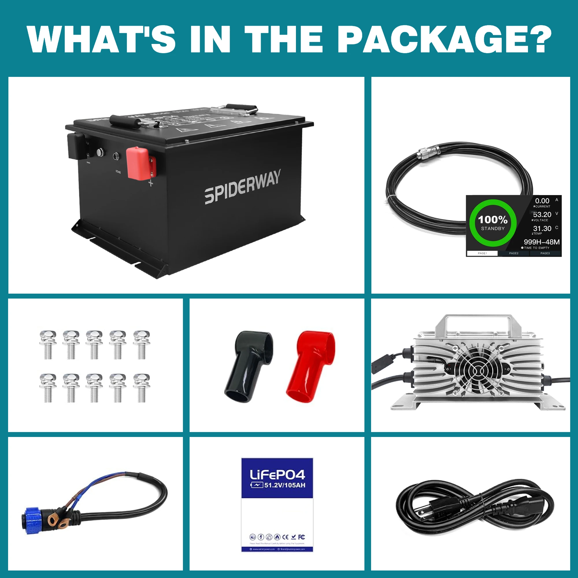 36V 105Ah LiFePO4 Battery With 200A BMS +Monit+25A Charger for Toro John Deere Electric Riding Lawn Mower