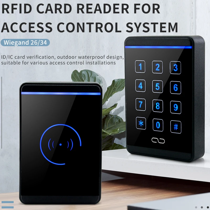 Waterproof Design 125khz Rfid PIN Pad Nfc Card Reader Wiegand 26/34 Access Control System Card Reader