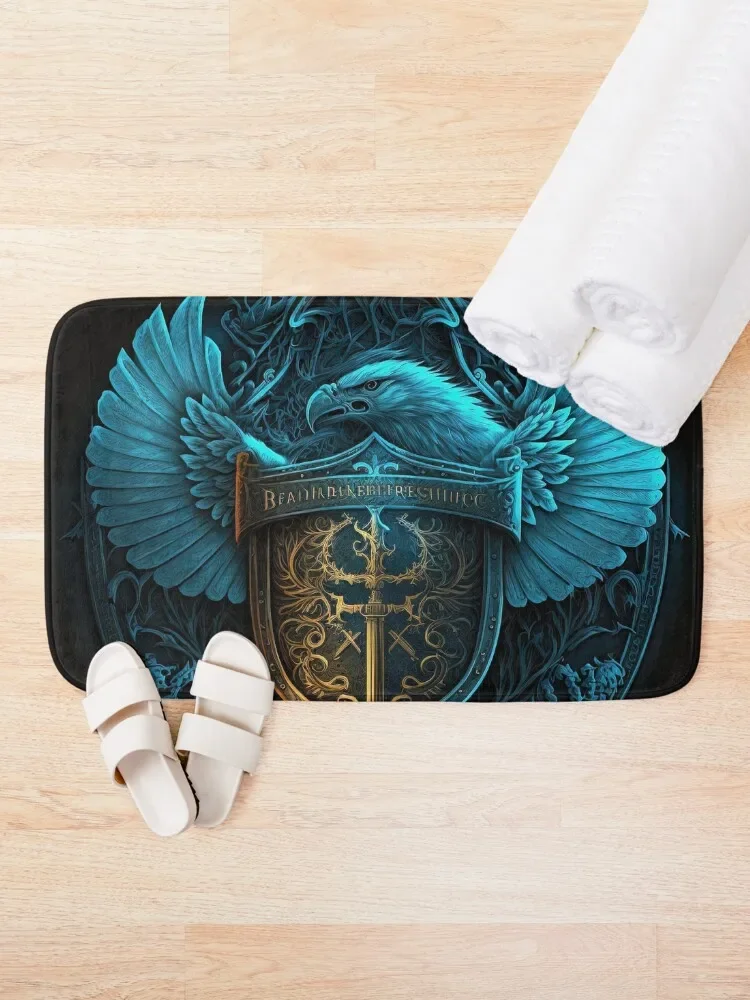 Blue Eagle with Sword & Shield Bath Mat For Toilet Bathroom Floor Bedroom Carpet Kit Bathroom Mat