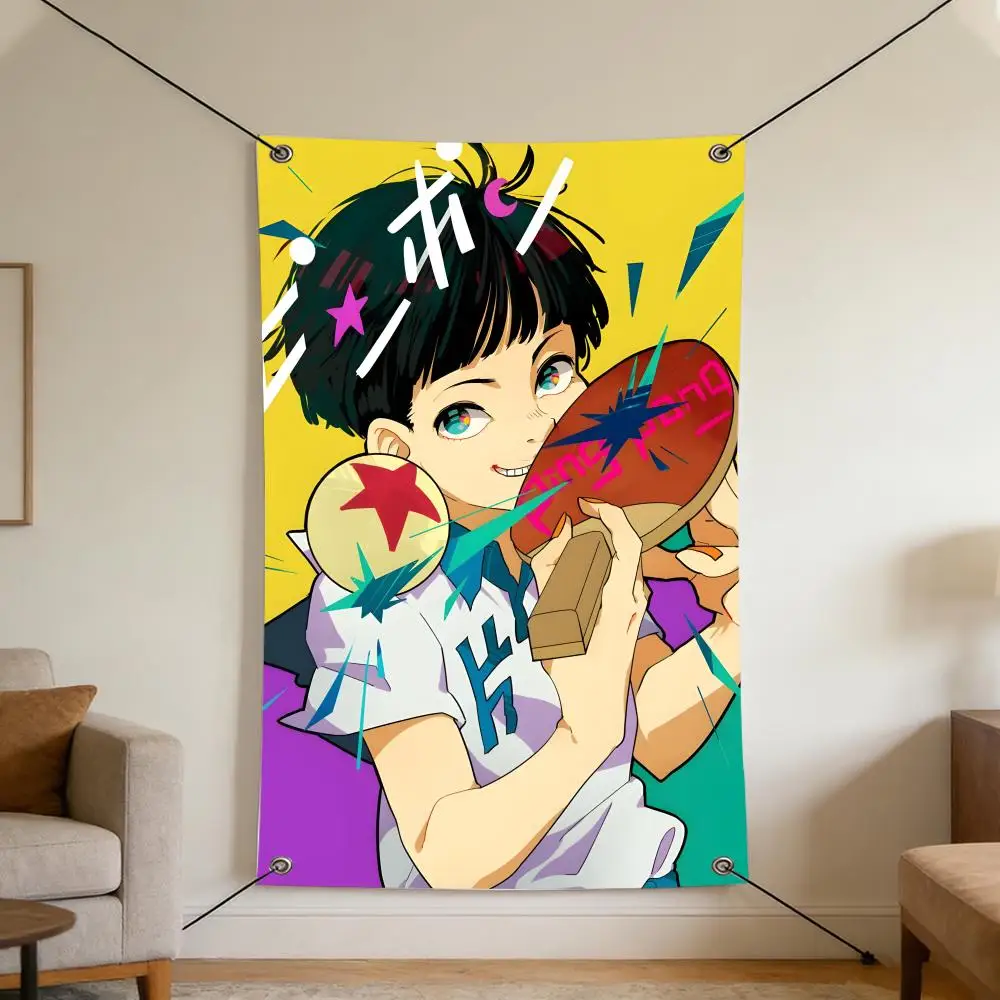Anime P-Ping P-Pong t-the A-Animation Flags Cozy Home Flag 4 Grommets Anti-Wrinkle Waterproo  Indoor