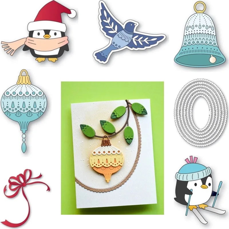 Cute Penguin Seriously Skiing Cutting Dies Scrapbook Diary Decoration Stencil Embossing Template DIY Greeting Card Handmade 2026