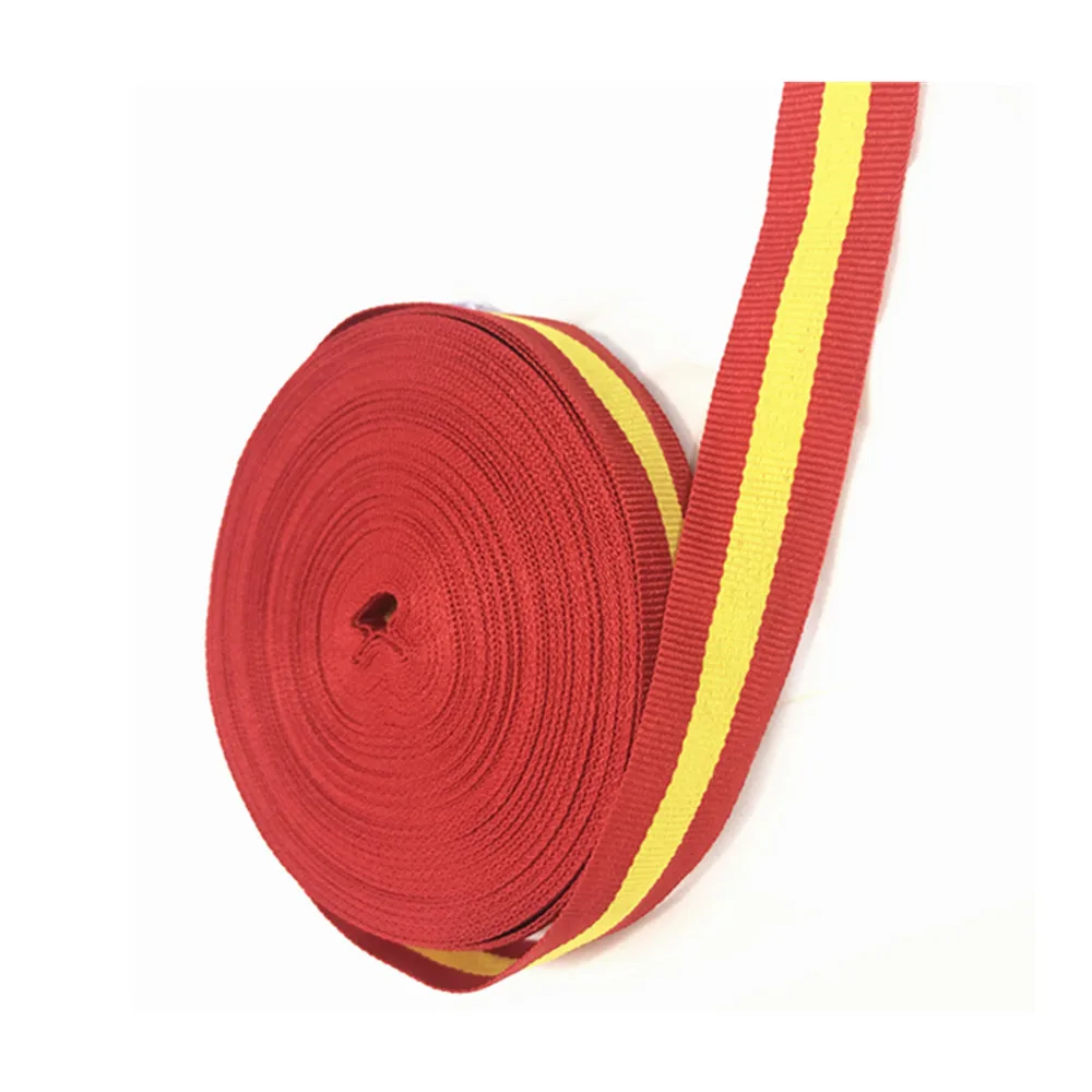 

20mm Stripe Ribbon 20 yard Polyester Spain Flag Plaid Grosgrain Ribbon for Bag Belt Wedding Christmas Home Decor Red Yellow